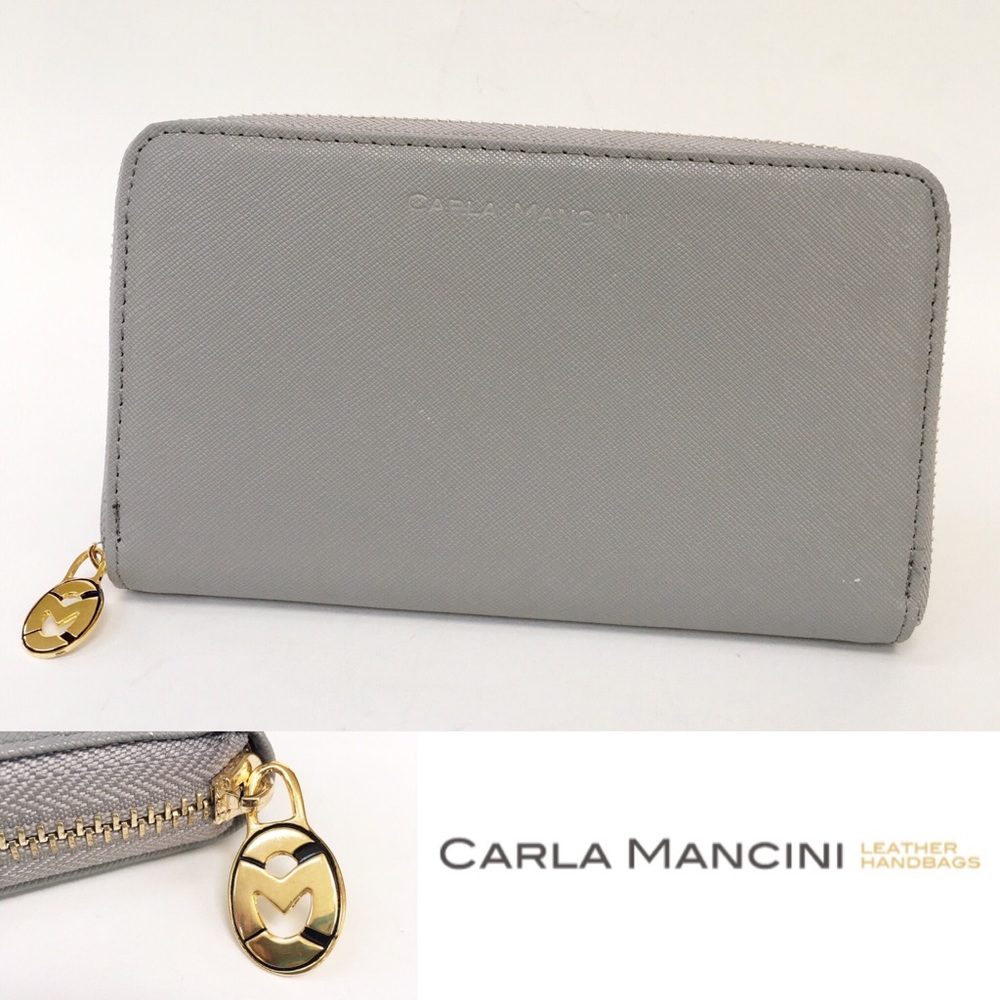 Carla Mancini Gray Jenny Leather Zip Around Wallet - image 1